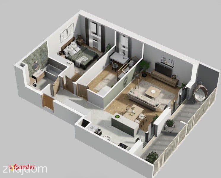 Nowe 3-pokojowe mieszkanie 66.2m2 z balkonem