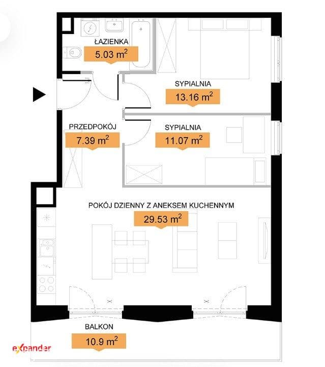 Nowe 3-pokojowe mieszkanie 66.2m2 z balkonem - zdjęcie 2