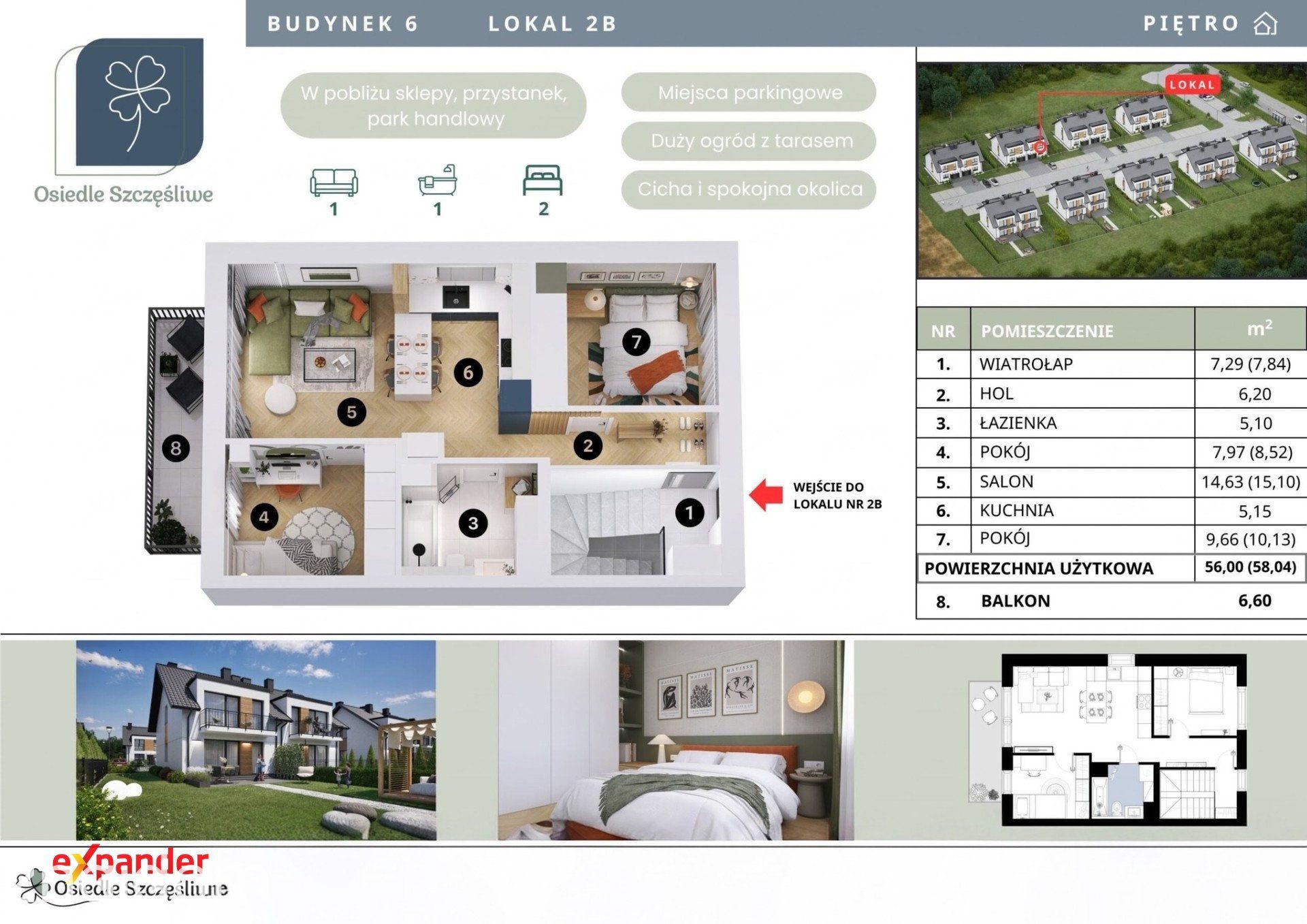 Ostatnie mieszkanie ! 56m²/3 pokoje/2MP/1 piętro /balkon/0%Prowizji - zdjęcie 2
