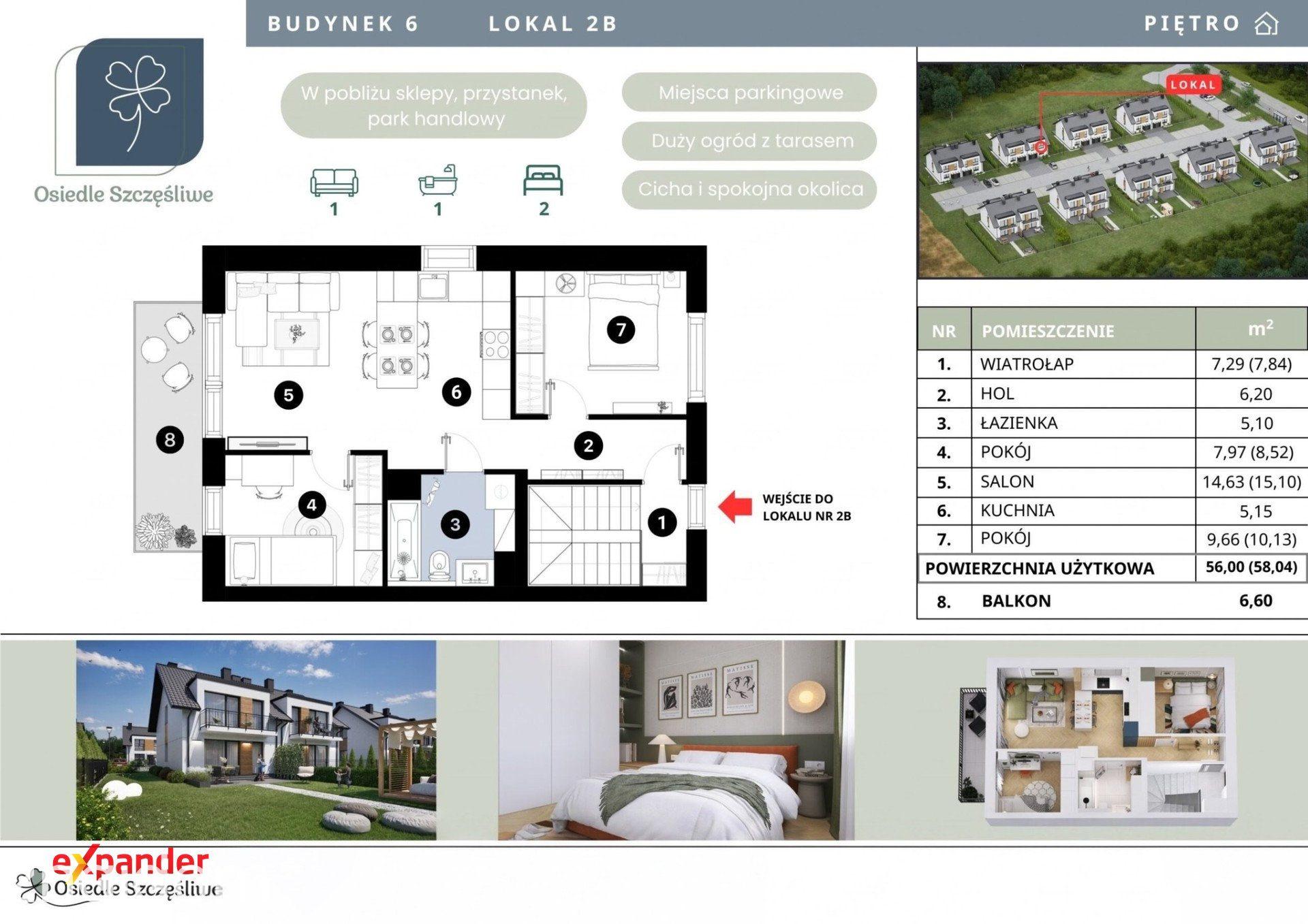Ostatnie mieszkanie ! 56m²/3 pokoje/2MP/1 piętro /balkon/0%Prowizji - zdjęcie 3