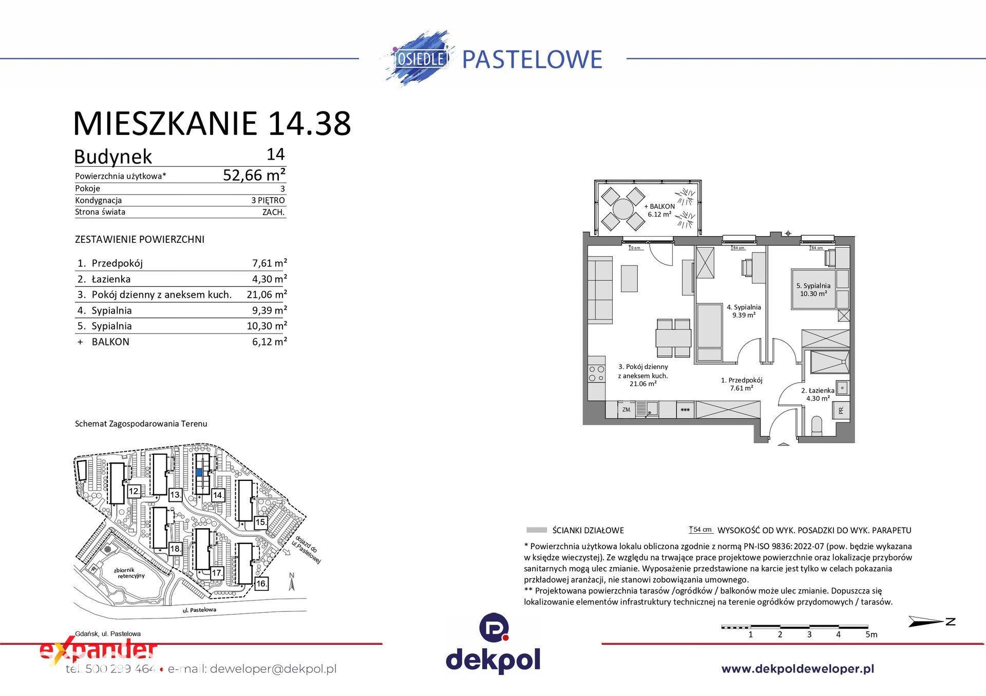 3 pokoje z dużym balkonem | Gdańsk Południe | 52,66 m² | III piętro | - zdjęcie 9