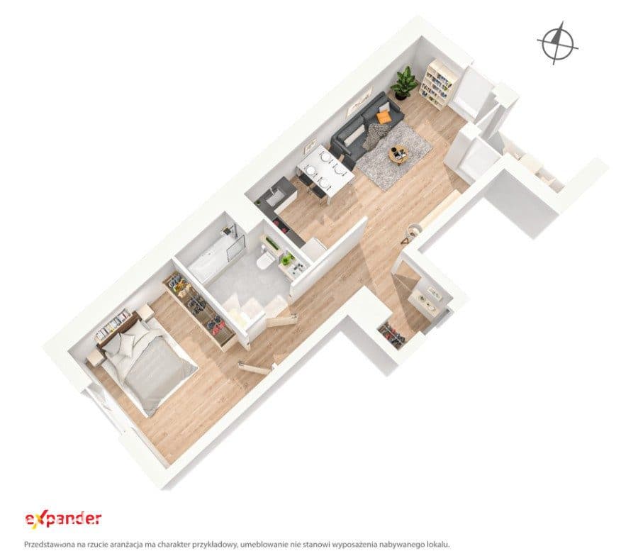 Atrakcyjny apartament 2-pokojowy 54,20 m2 blisko Skytower Krzyki - zdjęcie 2