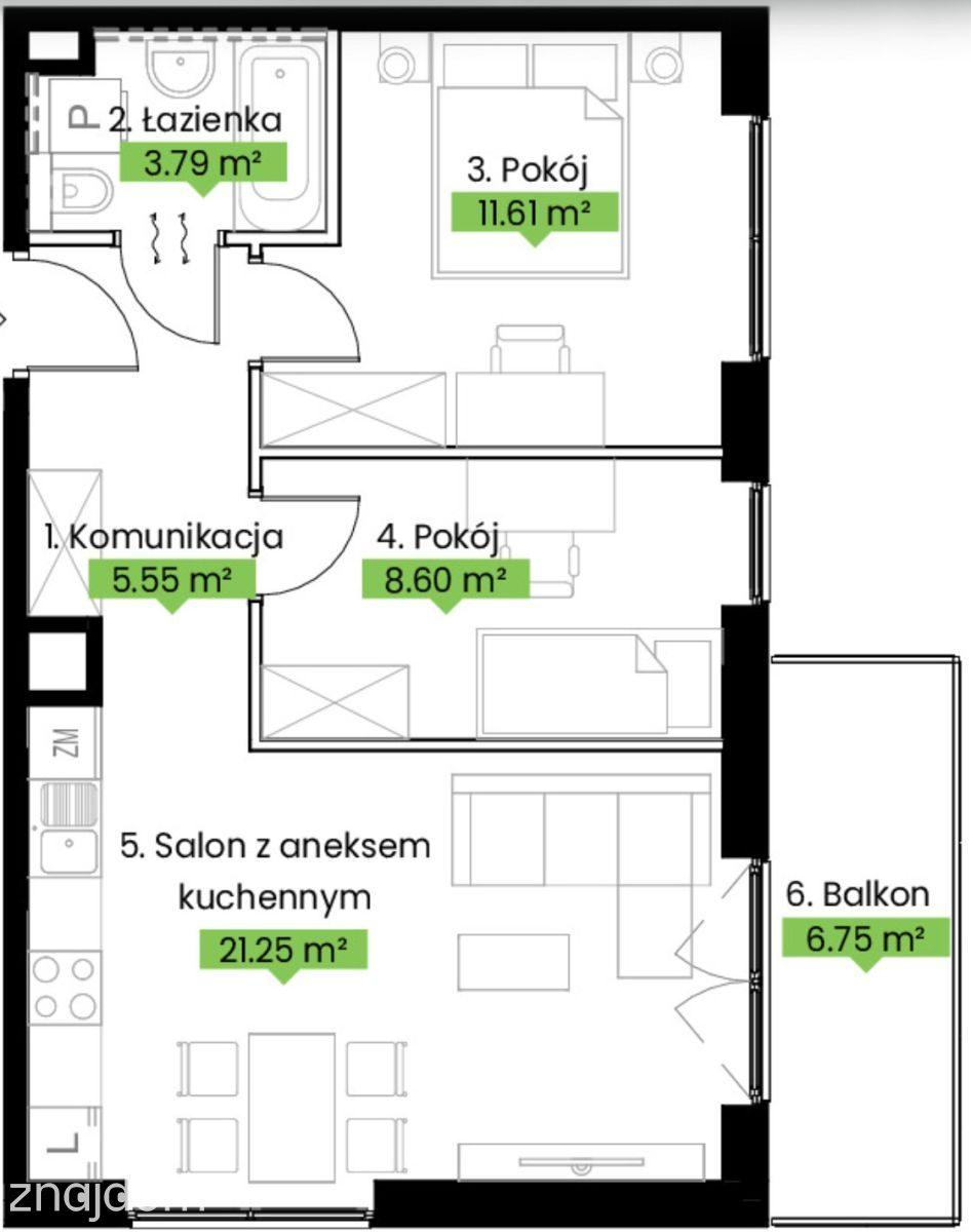 3 pokoje, balkon, zieleń, komunikacja, 0% prowizji - zdjęcie 2