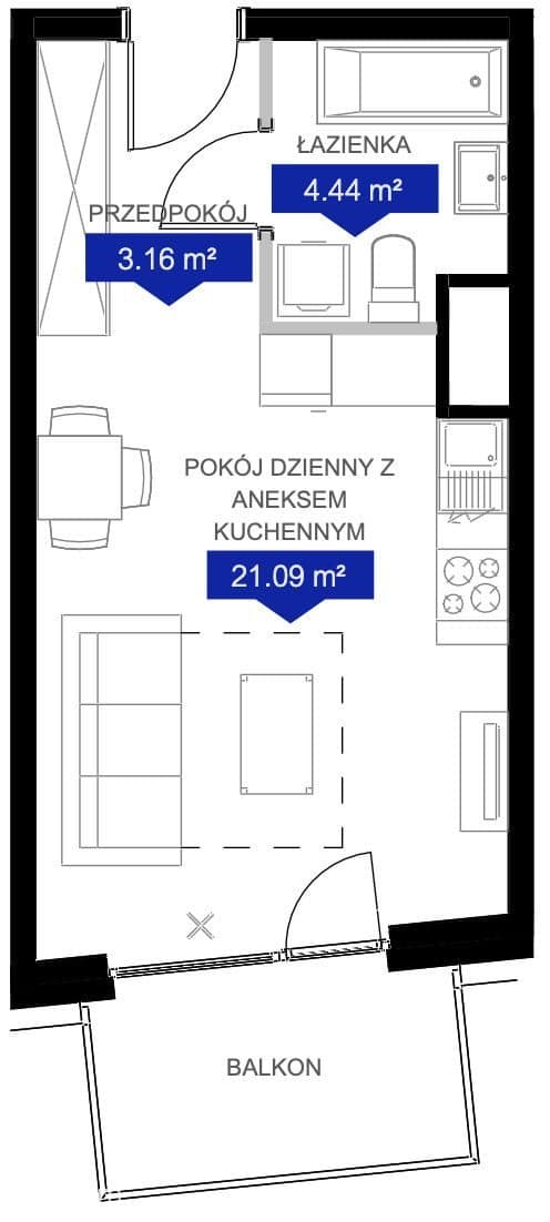 apartament z balkonem w centrum Poznania, 0% - zdjęcie 2