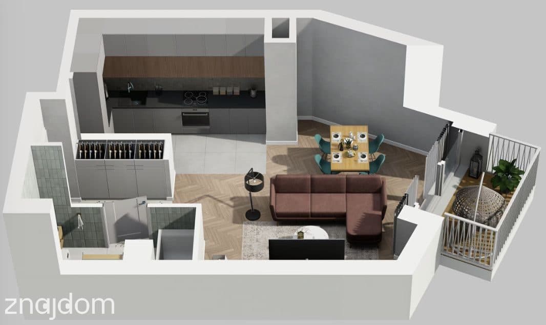 apartament z loggiom w centrum miasta, 0% - zdjęcie 7