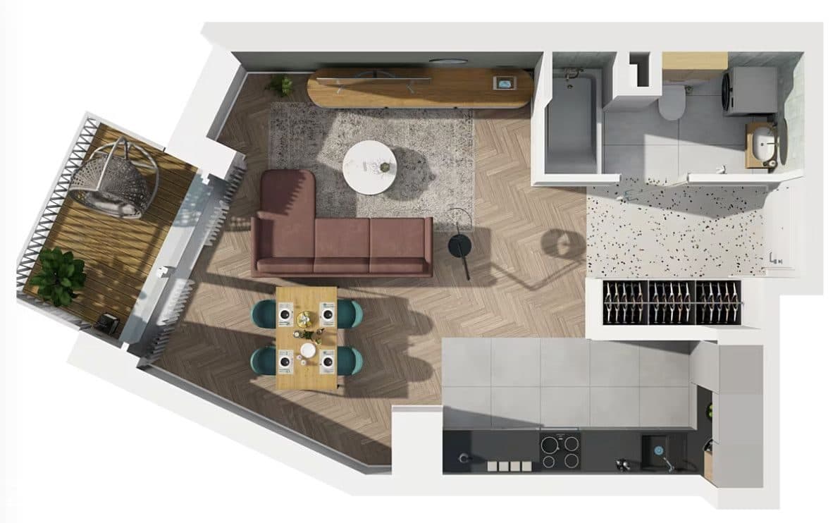 apartament z loggiom w centrum miasta, 0% - zdjęcie 8