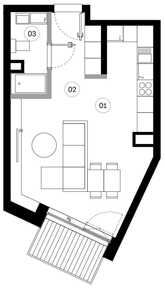 apartament z loggiom w centrum miasta, 0% - zdjęcie 2