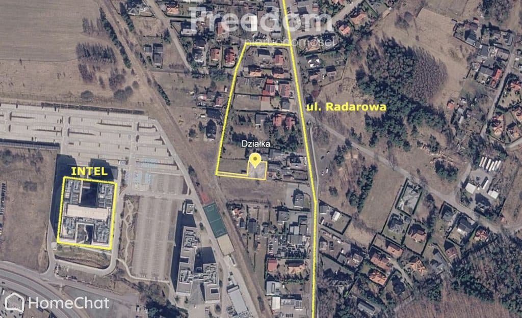 Działka 719 m² ul. Radarowa, obok INTEL, lotnisko