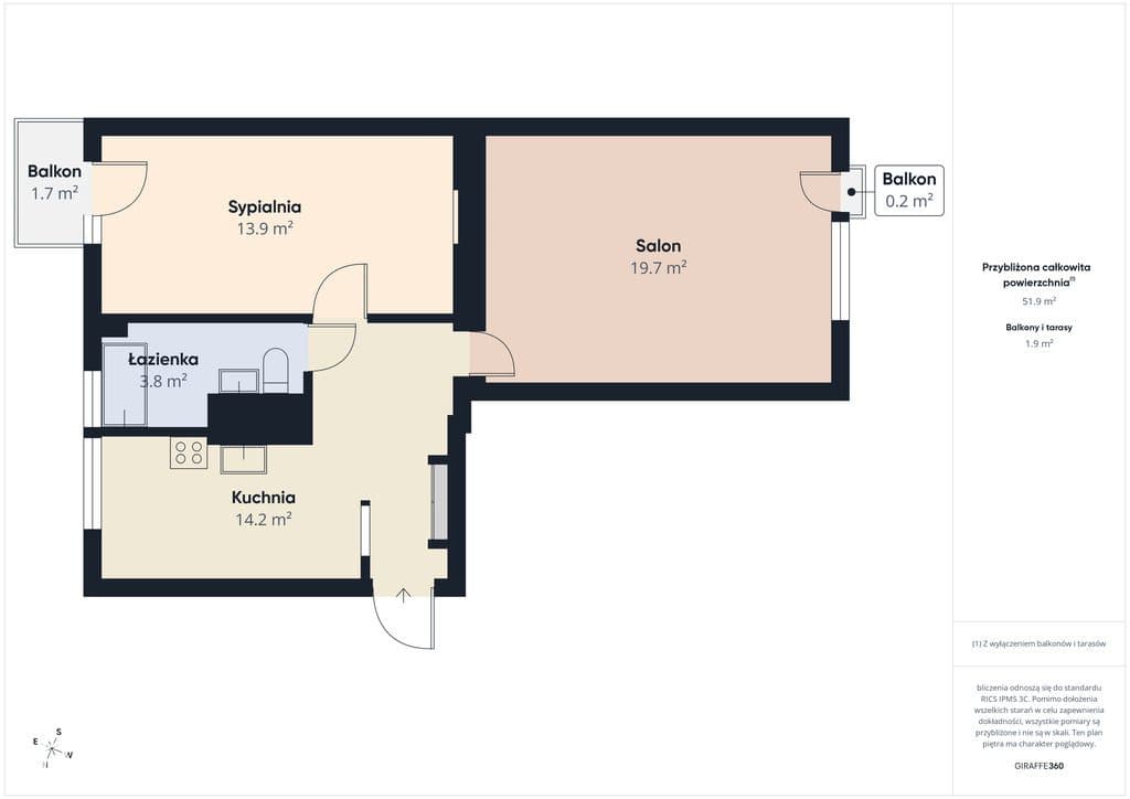 2 pokoje, 52 m², 2 balkony, II piętro - zdjęcie 5