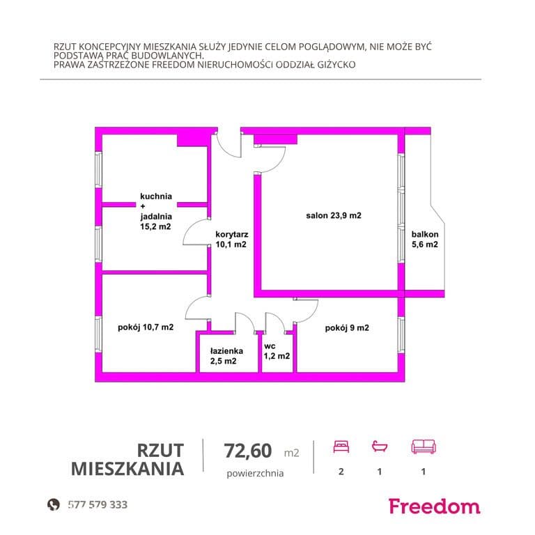3-pokojowe mieszkanie 72,6 m² | ul. Konarskiego - zdjęcie 13