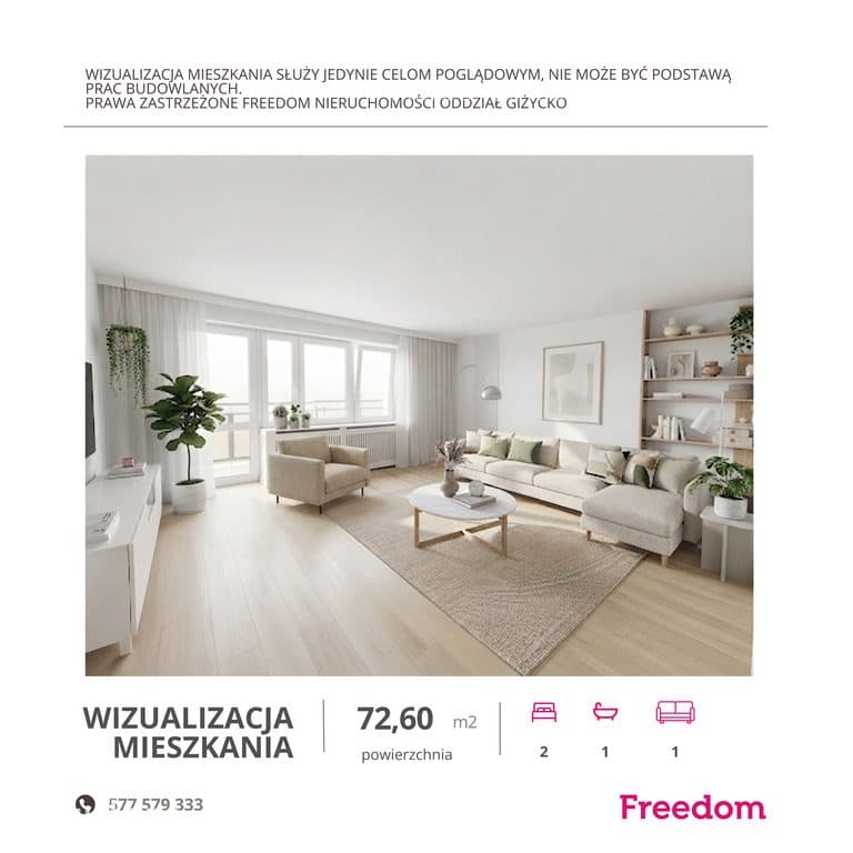 3-pokojowe mieszkanie 72,6 m² | ul. Konarskiego - zdjęcie 3