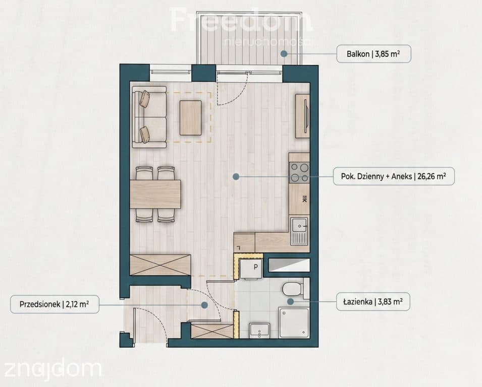 Piotra 4 Gdynia – nowoczesne mieszkanie 32,70 m² - zdjęcie 3