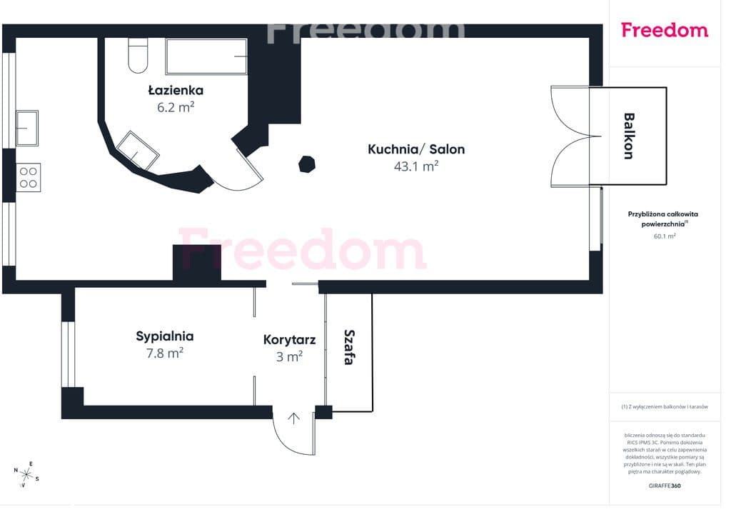 Komfortowe 60 m² z dużym balkonem. - zdjęcie 5