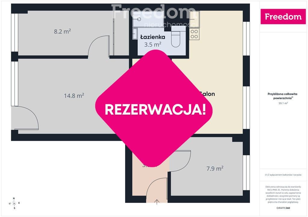 4 pokoje, 61 m²- centrum Lublina, bez jego hałasu - zdjęcie 2