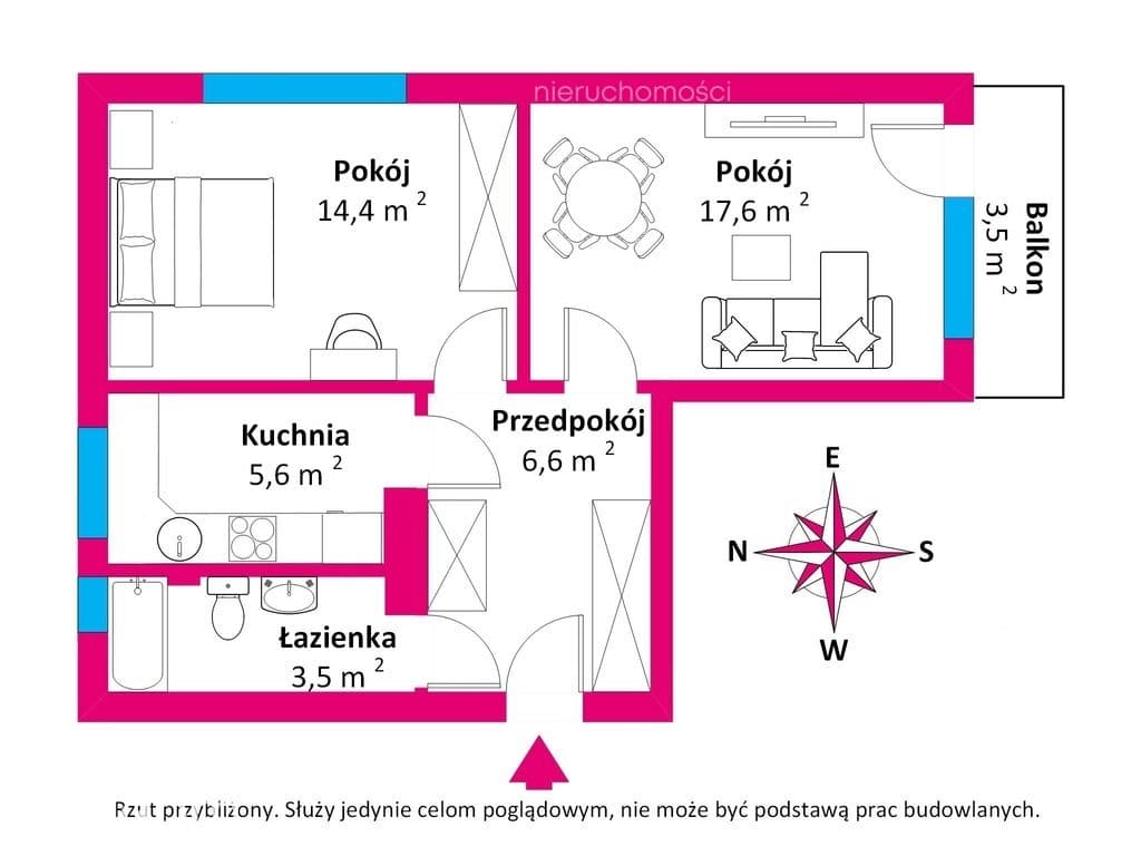 Mieszkanie 2 pokojowe,  z balkonem, piwnicą - zdjęcie 3