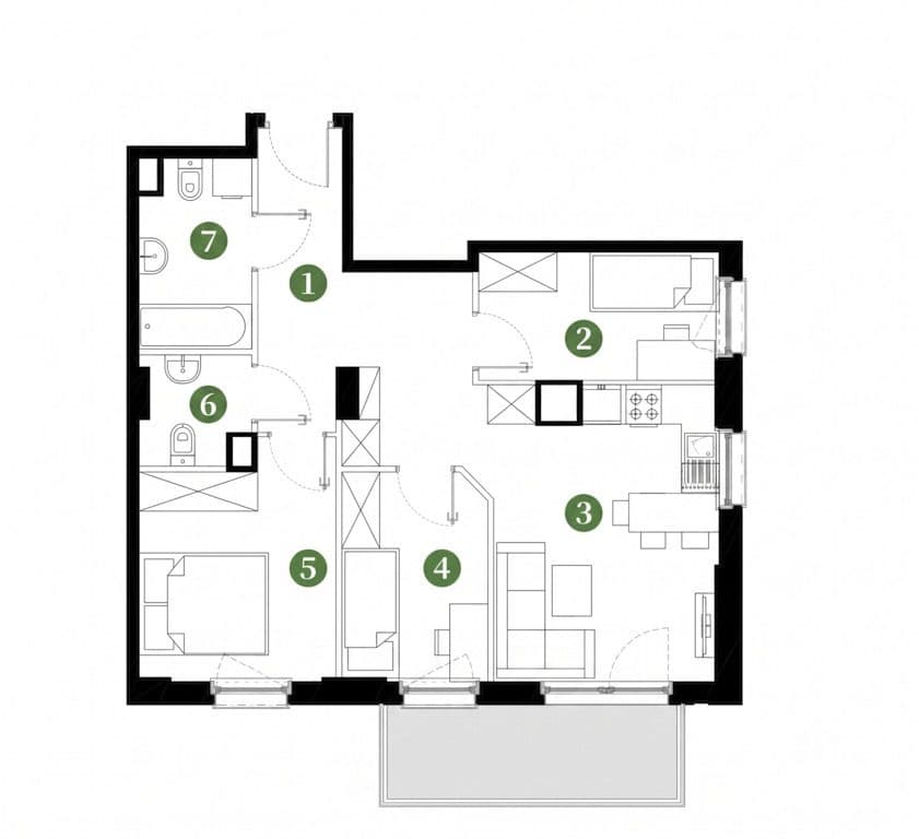 Nowy apartament 59.54 m² - zdjęcie 6