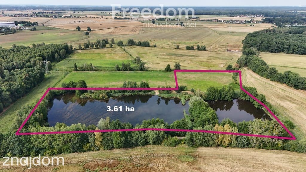 Działka 3,61 ha ze stawem i gruntem rolnym
