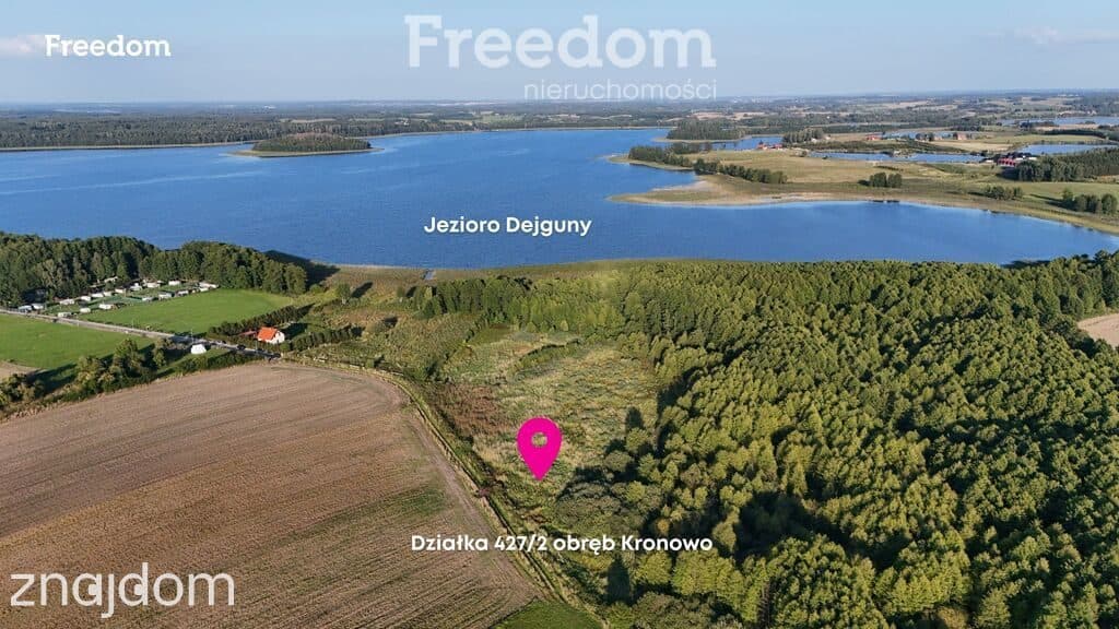 Działka 1001 m² jezioro Dejguny Mazury
