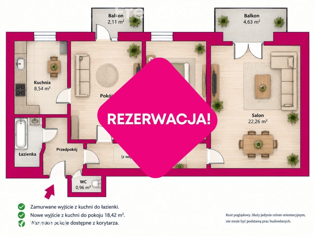 Mieszkanie w kamienicy,2 balkony, 3 pokoje - zdjęcie 4