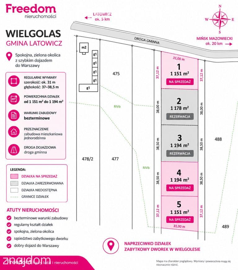 Działka budowlana z WZ Wielgolas gm.Latowicz