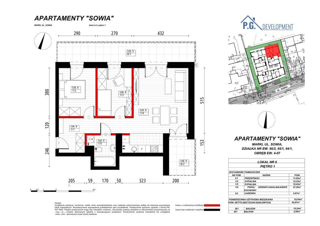 63,6m2, 3 pokoje, 2 balkony! Marki Sowia - zdjęcie 5