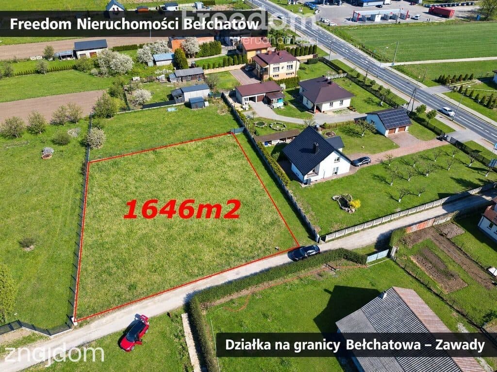 Działka budowlana 1646 m2 Zawady k. Bełchatowa