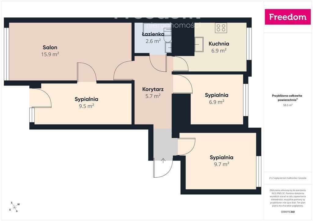 Rataja - 4 pokoje 58,5 m², parking za szlabanem - zdjęcie 14