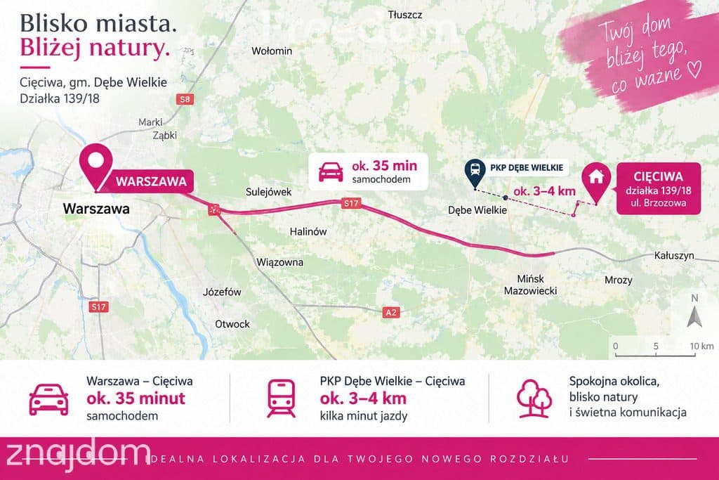 DZIAŁKA BUDOWLANA 1445 M² – CIĘCIWA, GM. DĘBE WIEL - zdjęcie 2