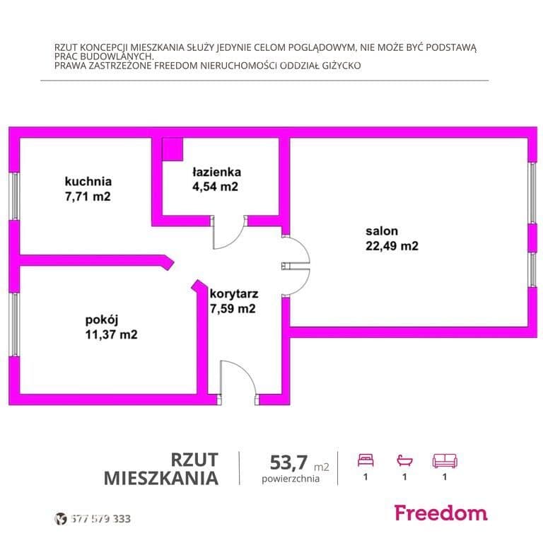 2 pokoje | 53,70 m² | Giżycko, ul. Jagiełły - zdjęcie 14