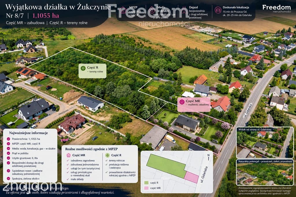 Wyjątkowa działka 1,1055 ha z częścią pod zabudowę
