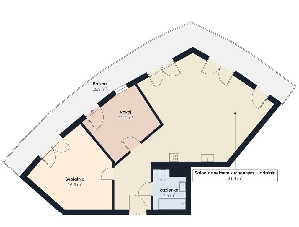 Przestronne mieszkanie 3 pokoje 71 m2 z dużym balkonem 26m² - zdjęcie 8