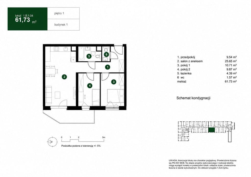 Nowoczesne 3-pokojowe mieszkanie w Piastowie | 61,73 m² - zdjęcie 2
