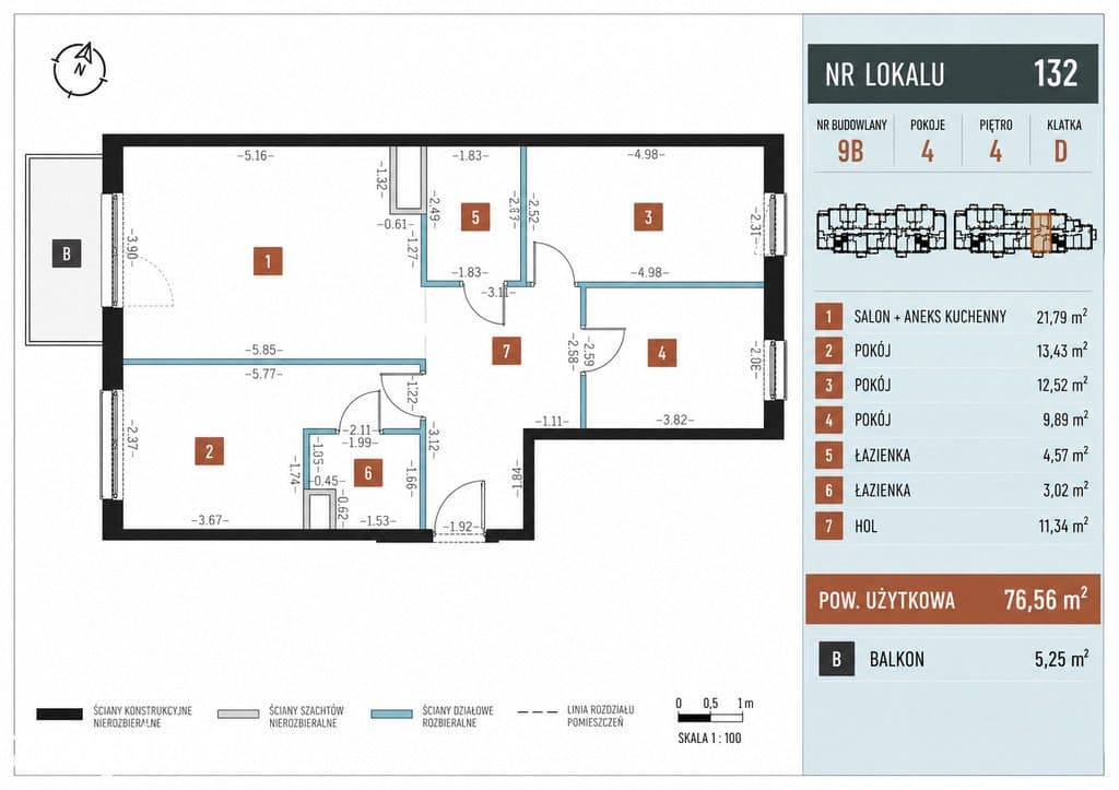 Nowoczesne 4 pokoje z balkonem | 76.56 m² | Praga - zdjęcie 2