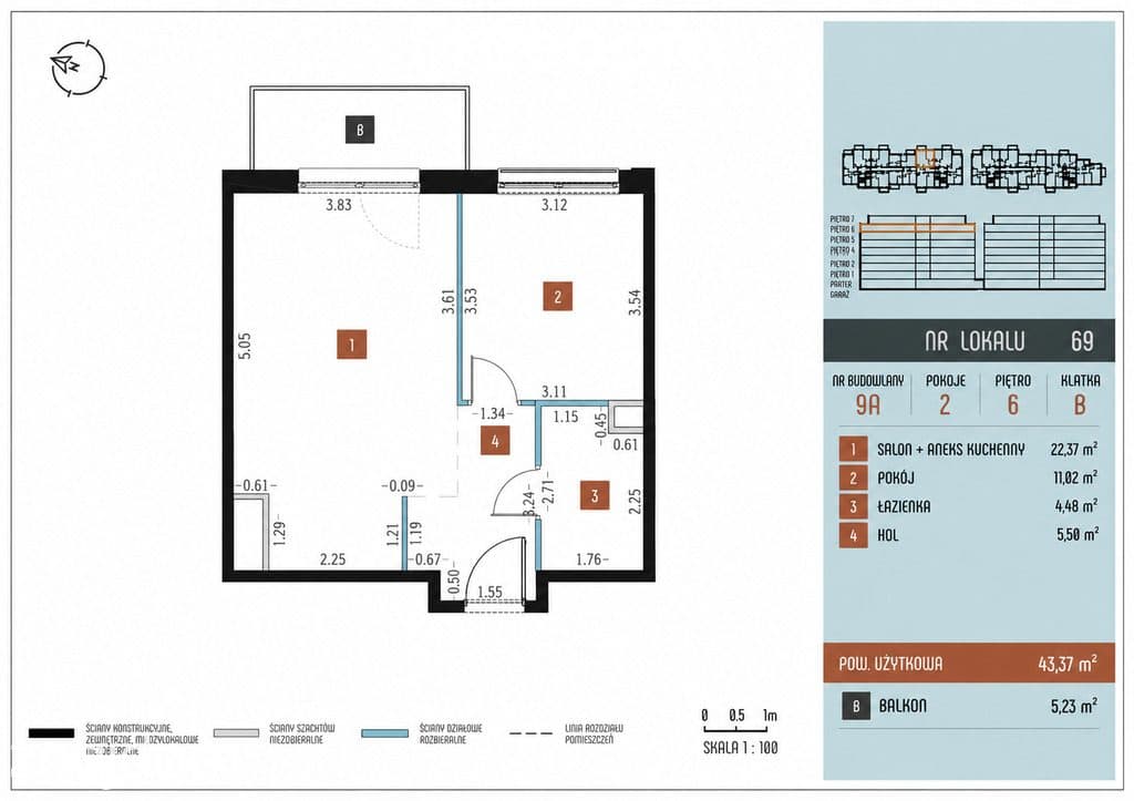 Nowoczesne 2 pokoje z balkonem | 43.37 m2 | Praga - zdjęcie 2