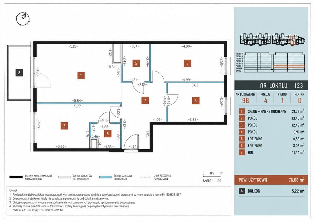 Nowoczesne 4 pokoje z balkonem |  76.68 m² | Praga - zdjęcie 2