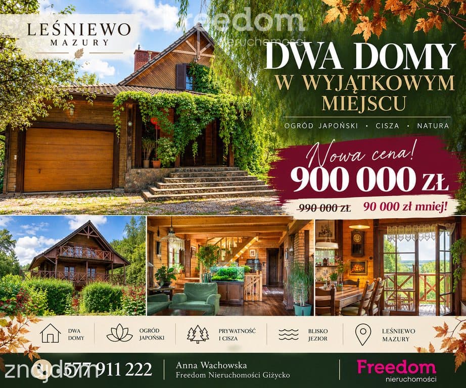 Dwa domy na Mazurach - Ogród japoński - NOWA CENA TYLKO JESIENIĄ