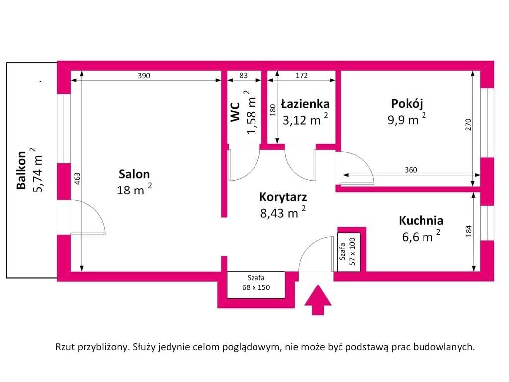 2 pokoje z dużym balkonem 47,2 m2 - zdjęcie 8