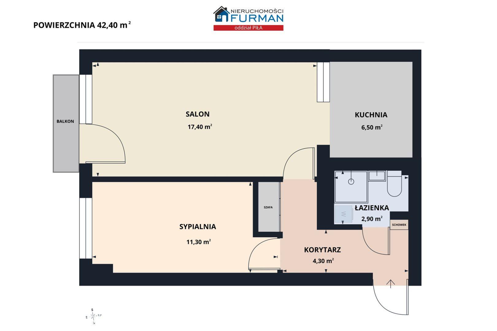 Mieszkanie 2-pokojowe | centrum Piły | 42,4 m2