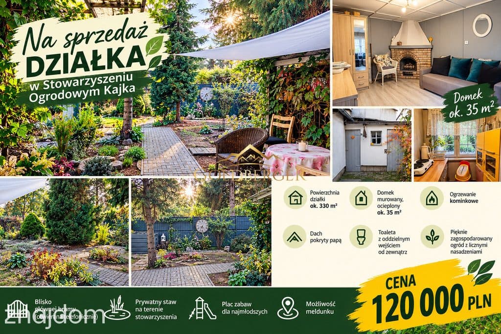Urokliwa działka z murowanym domkiem Kajka
