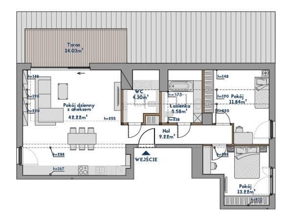 Apartament 3 pok.| taras 14 m2| otoczeniu lasu| - zdjęcie 12
