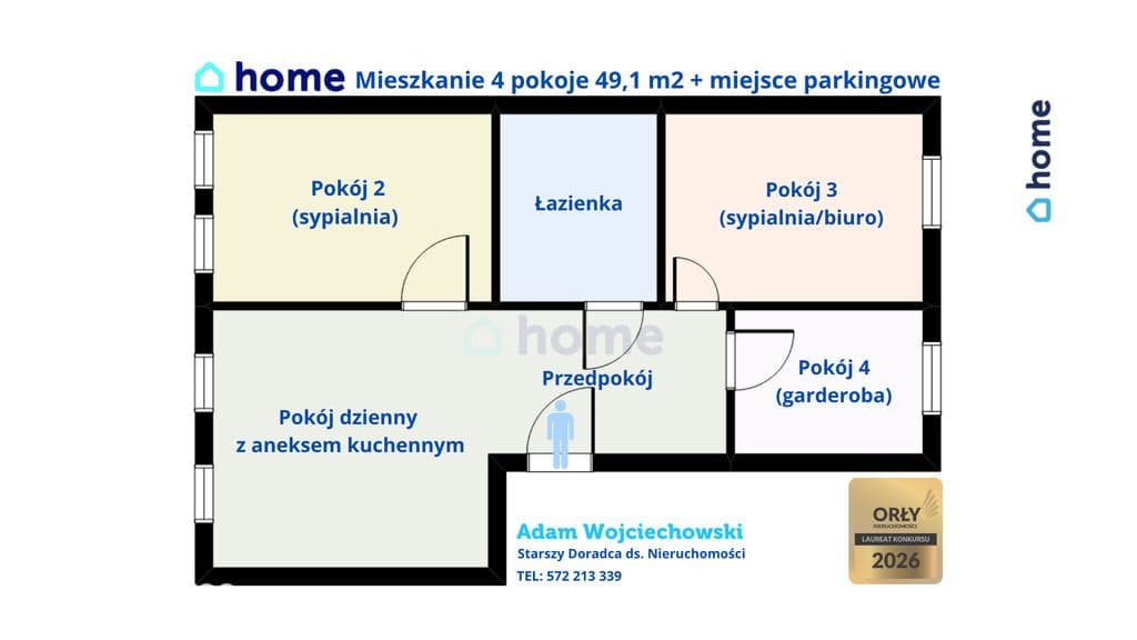 Mieszkanie 49,1 m2 | 3 pokoje + Miejsce parkingowe - zdjęcie 6