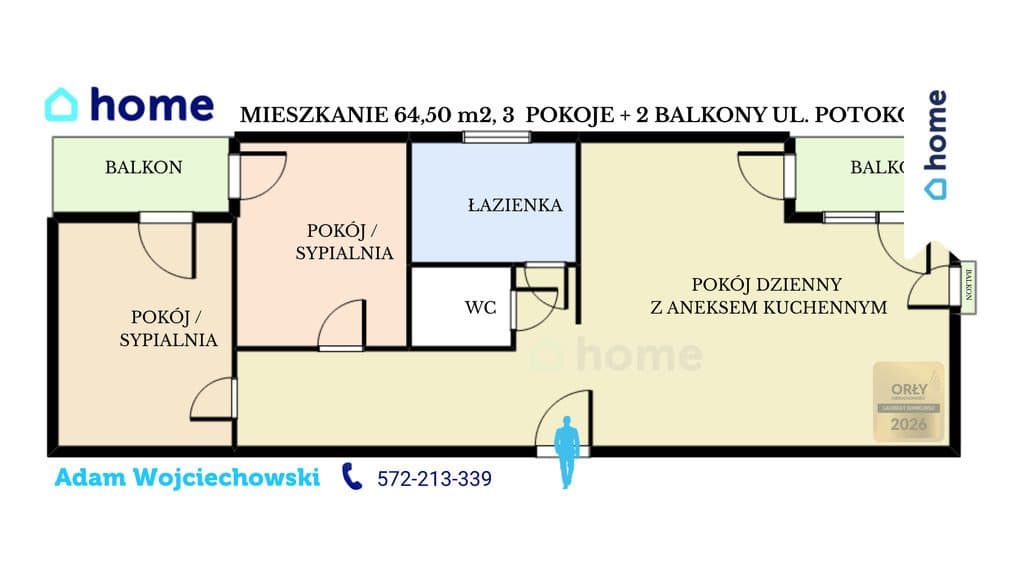 Mieszkanie 3 pokoje 64,5 m2 | Staroniwa | 1 piętro - zdjęcie 6