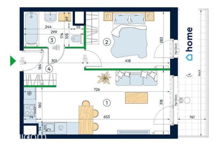 Mieszkanie na sprzedaż Poznań 42,33 m2, 2 pokoje