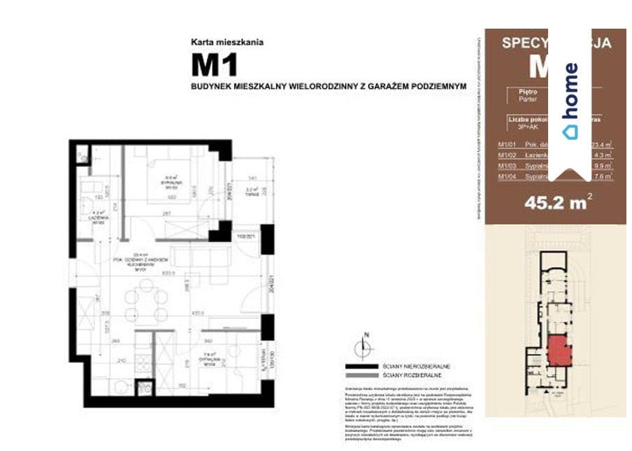 Mieszkanie na sprzedaż Poznań 45,2 m2, 3 pokoje - zdjęcie 2