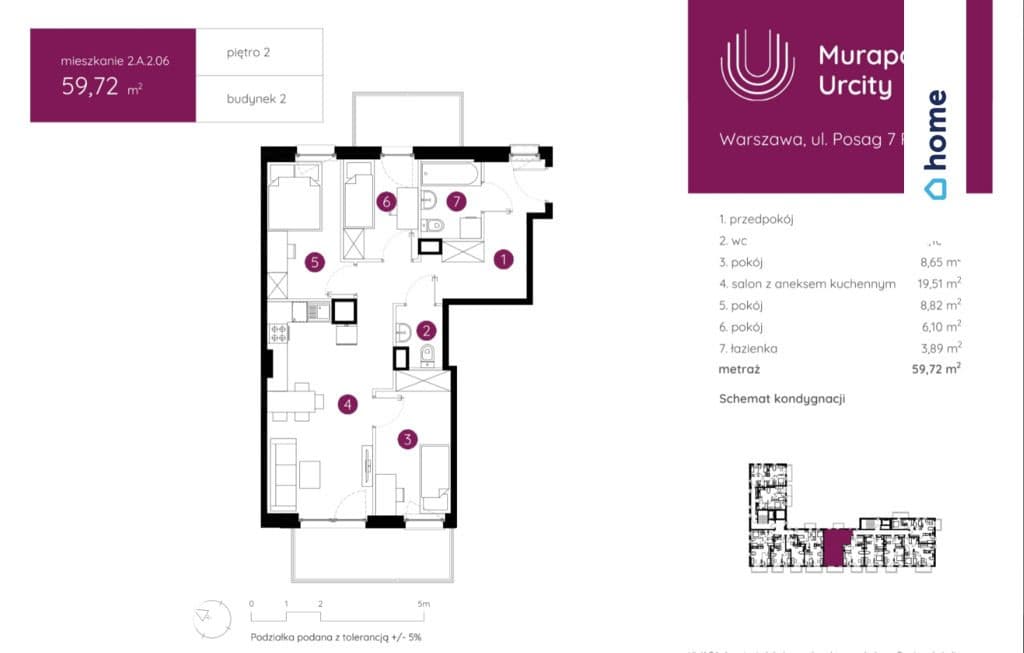 4 pokoje | 59,72 m² | Dwustronne | RKM - zdjęcie 9