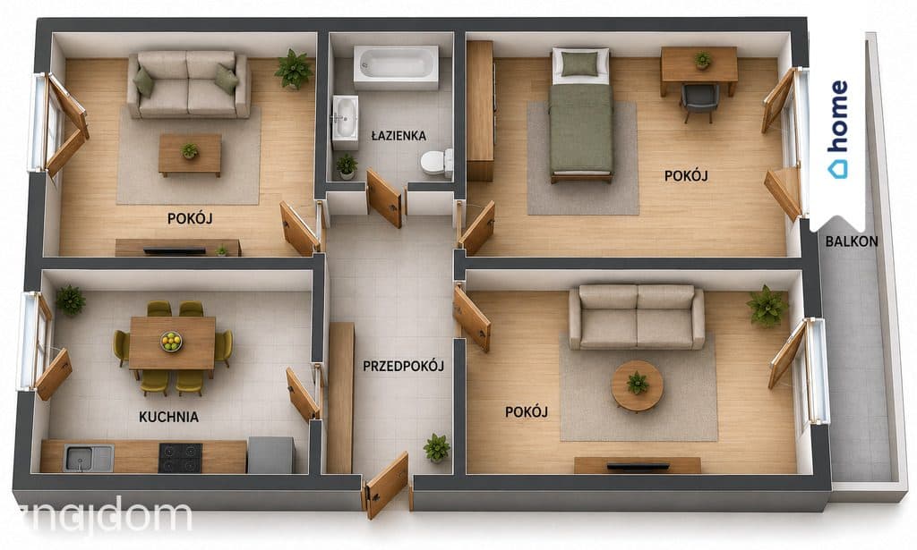 Mieszkanie 52,6 m², 3 pokoje, Nowe Miasto, widok - zdjęcie 11