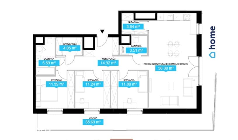 Luksusowy, 4-pokojowy apartament z ogromną loggią. - zdjęcie 8