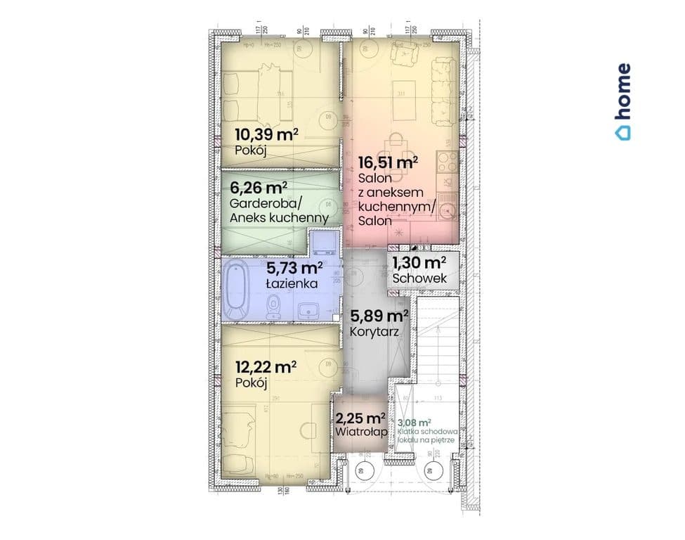 Dom szeregowy 64 m², Niemcz, garaż, ogród, balkon - zdjęcie 4