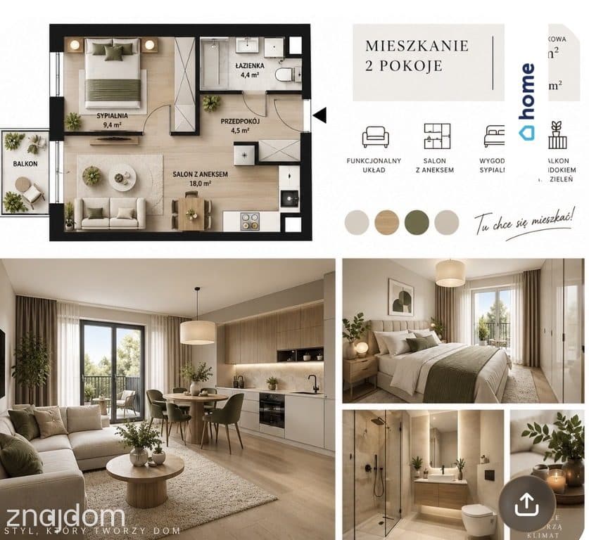 2 pokoje | 36,28 m² | balkon | Wrocław – Krzyki