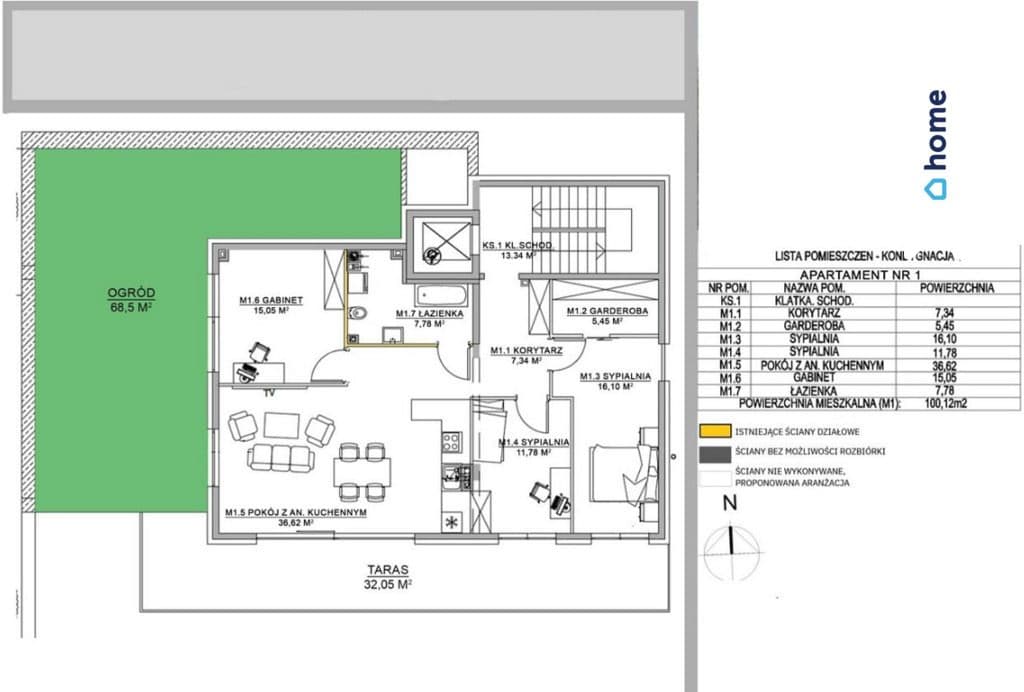 Piękny apartament z ogródkiem